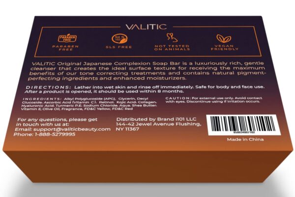 VALITIC Kojic Acid Dark Spot Remover Soap Bars with Vitamin C, Retinol, Collagen, Turmeric - Original Japanese Complex Infused with Hyaluronic Acid, Vitamin E, Shea Butter, Castile Olive Oil (2 Pack) - Image 3