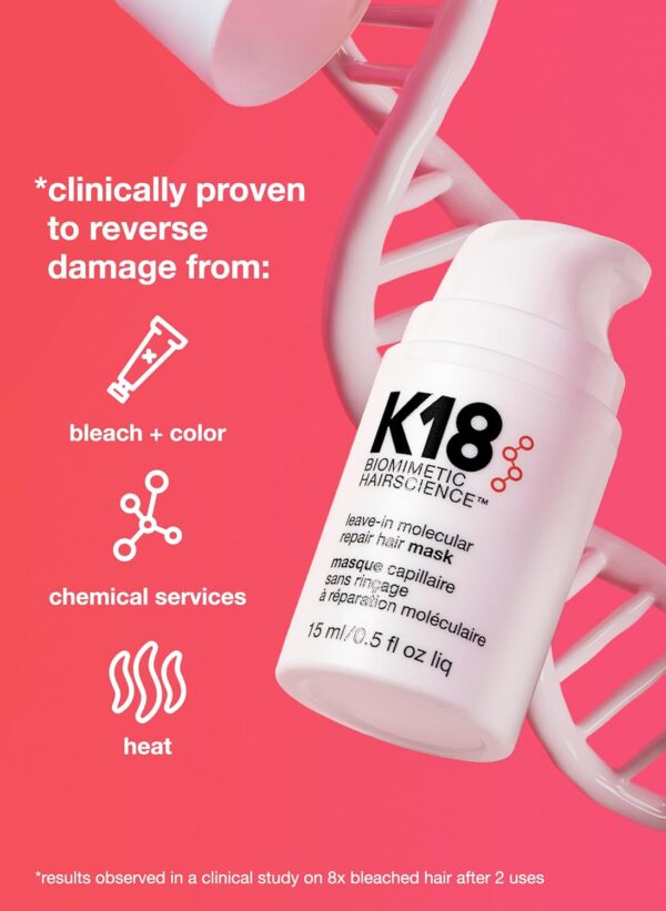 K18 Leave-In Molecular Hair Mask, Repairs Dry or Damaged Hair, Reverse Hair Damage from Bleach, Color, Chemical Services & Heat - Image 2