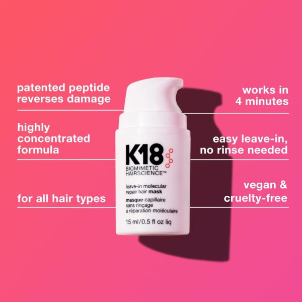 K18 Leave-In Molecular Hair Mask, Repairs Dry or Damaged Hair, Reverse Hair Damage from Bleach, Color, Chemical Services & Heat - Image 4